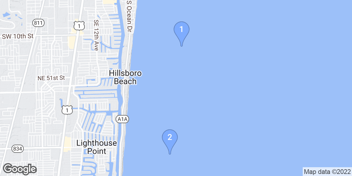 Hillsboro Beach dive site map
