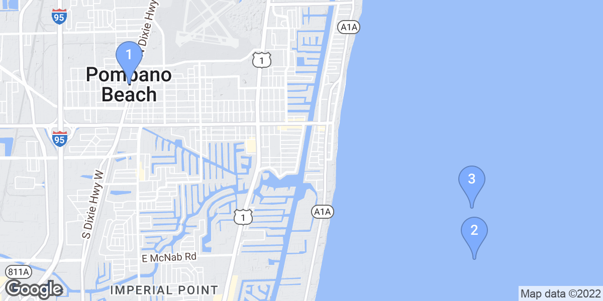Pompano Beach dive site map