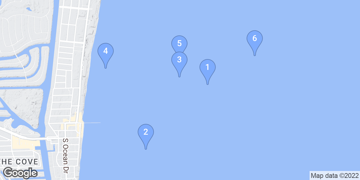 Boca Raton dive site map