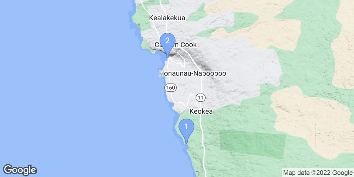 Captain Cook dive site map