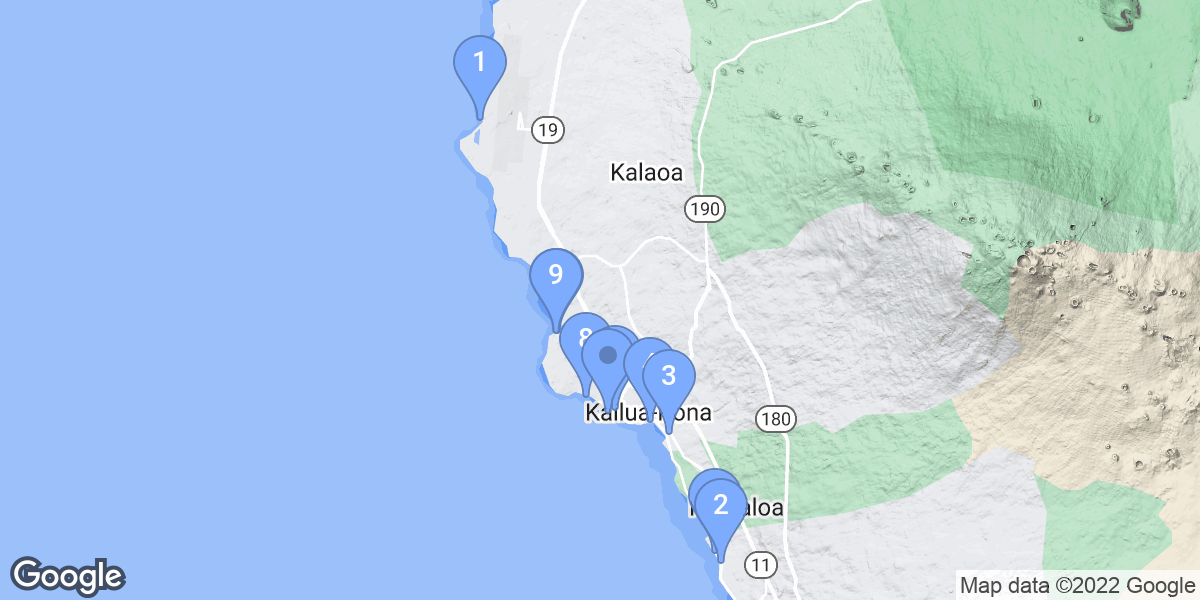 Kailua-Kona dive site map