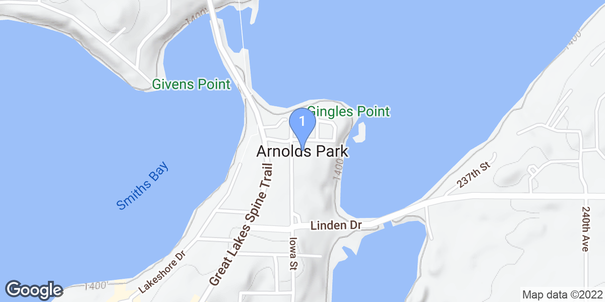 Arnolds Park dive site map