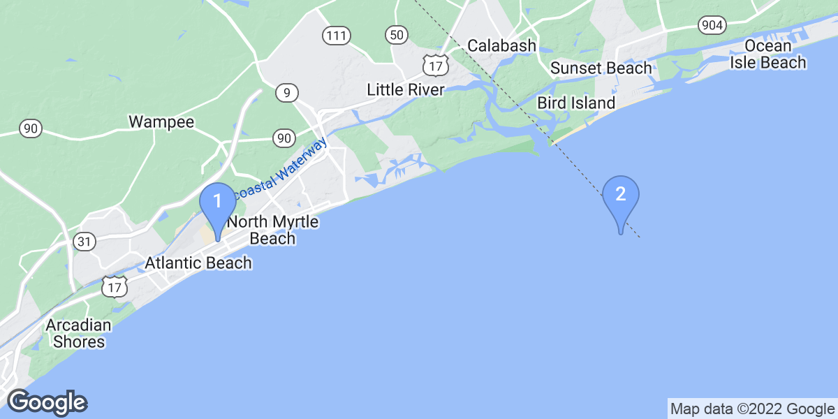 North Myrtle Beach dive site map