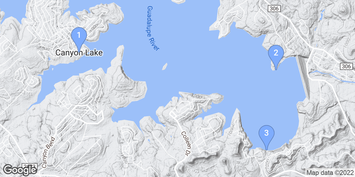 Canyon Lake dive site map